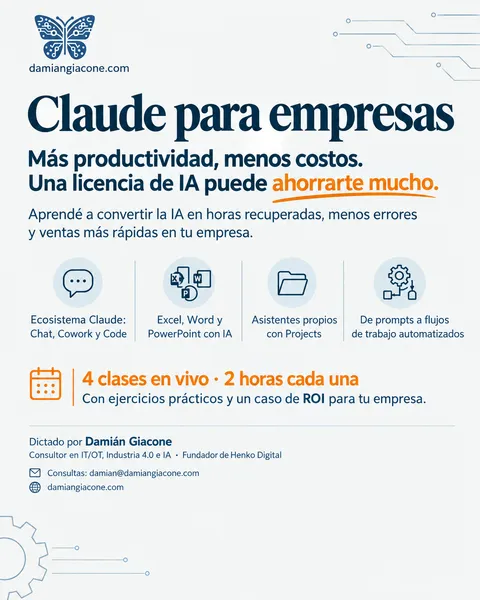 Curso Claude para empresas — Más productividad, menos costos. Dictado por Damián Giacone.